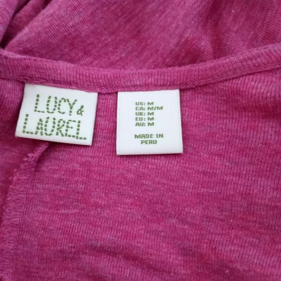 LUCY & LAUREL PINK COWL-NECK DOLMAN SLEEVE PULLOVER SZ.M EUC - Picture 5 of 6